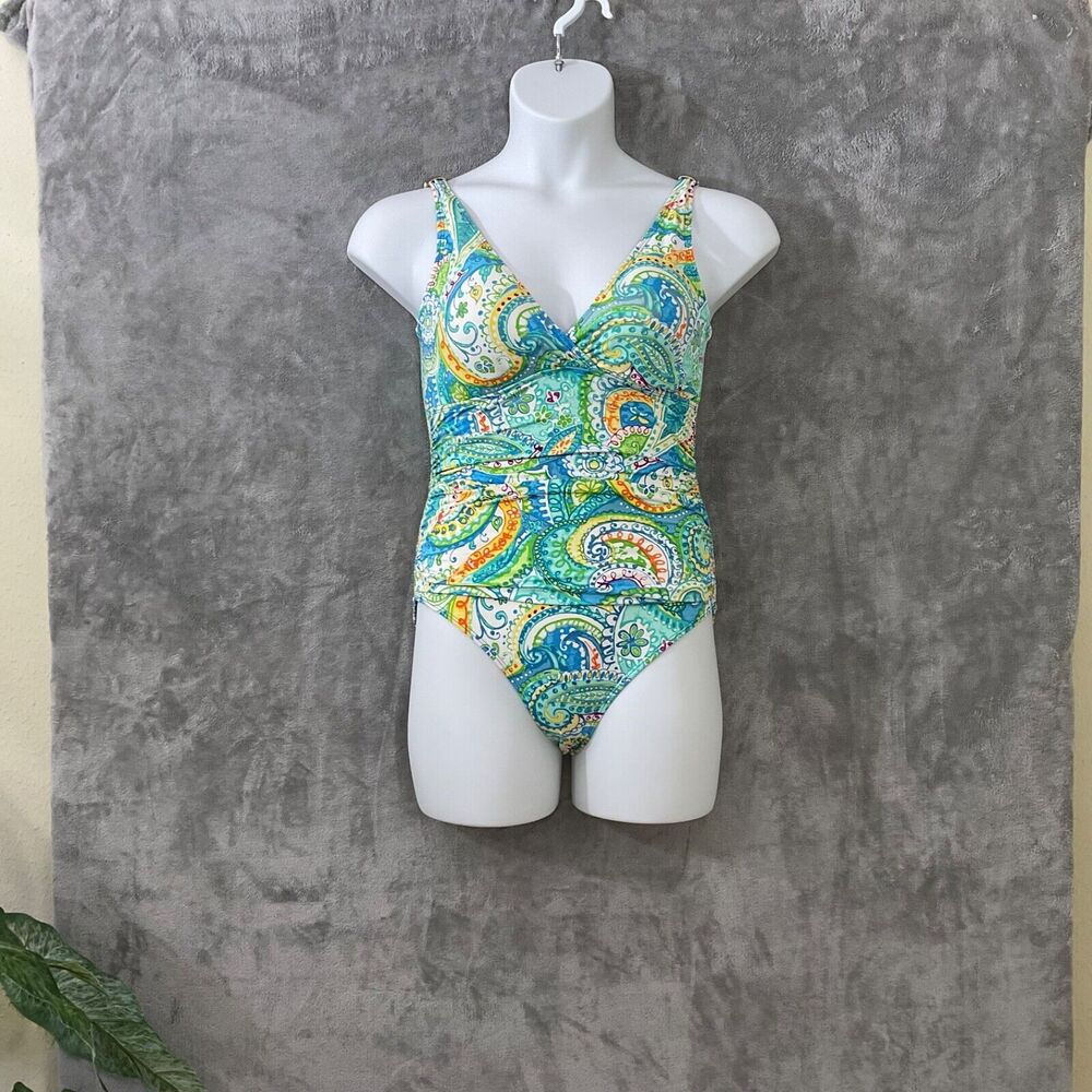 Lauren Ralph Lauren Carnival SIZE 6 one piece swimsuit Floral Paisley multi Blue